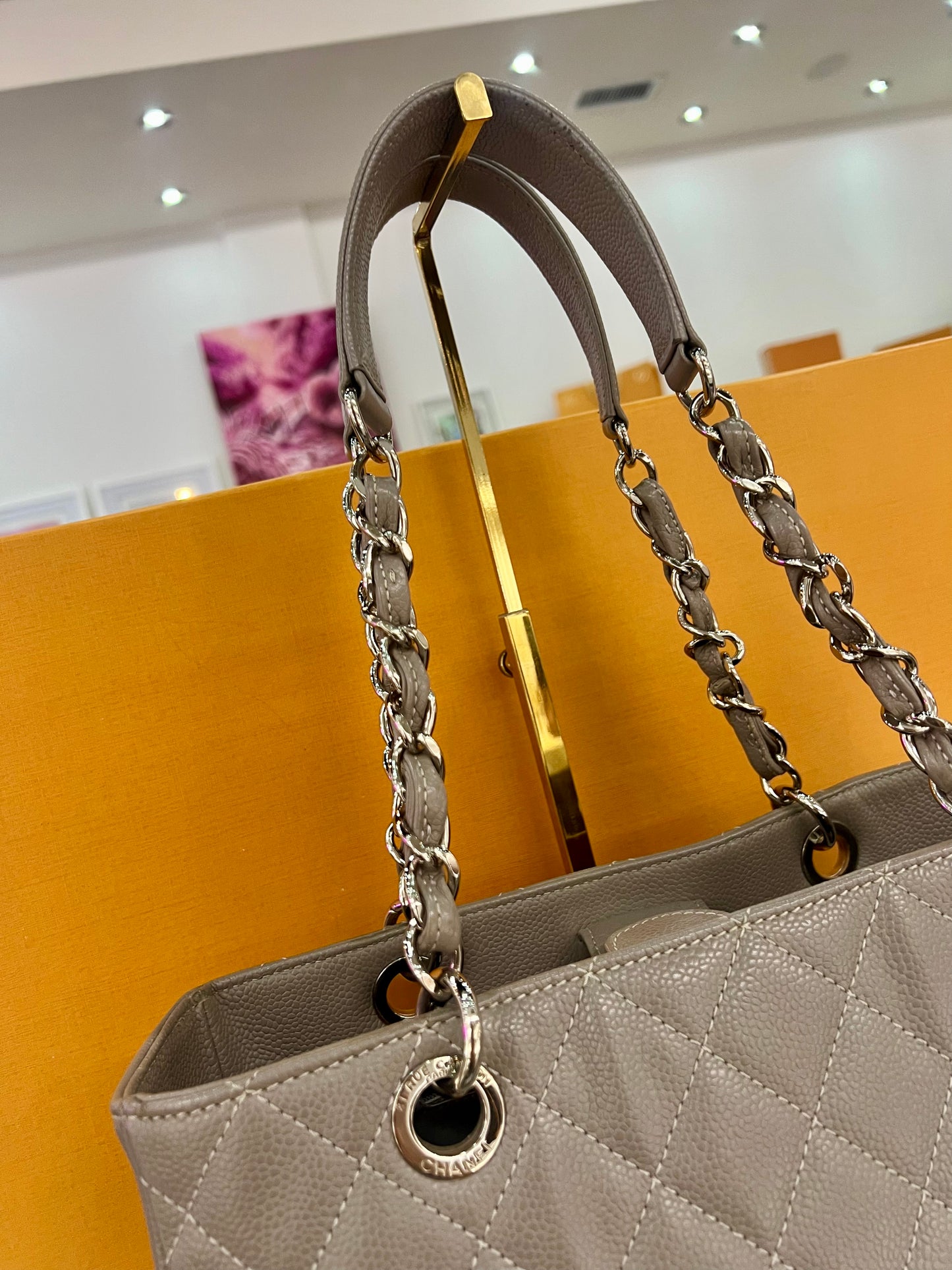 Chanel Grey Shopping Tote