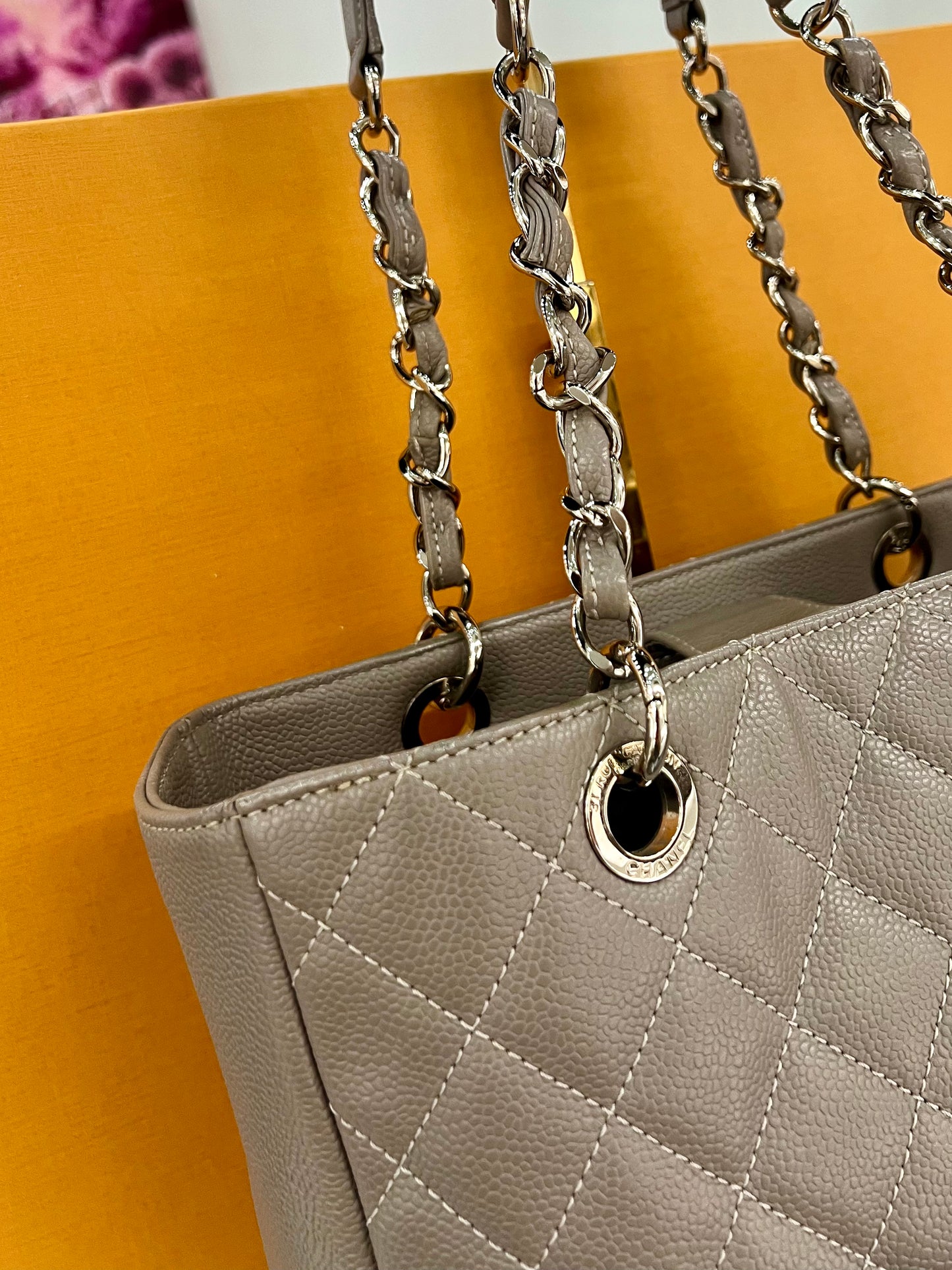 Chanel Grey Shopping Tote